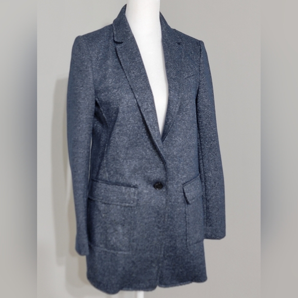 NWT Banana Republic Textured Knit Boyfriend Indigo Women's Blazer Size 2P - Picture 6 of 12